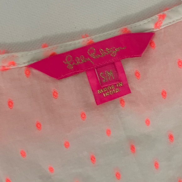 Lilly Pulitzer Kipper Cover-up Minidress Tangelo Neon Clip Tassels White coral - Picture 2 of 9